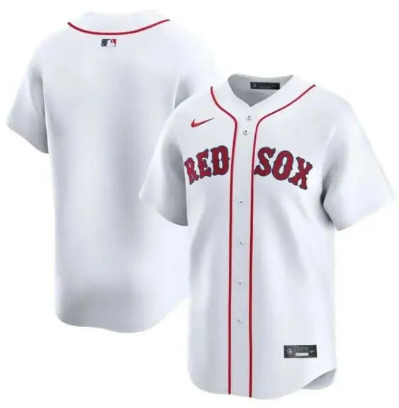 White Boston Red Sox Nike Home Limited Baseball jersey displayed in product image
