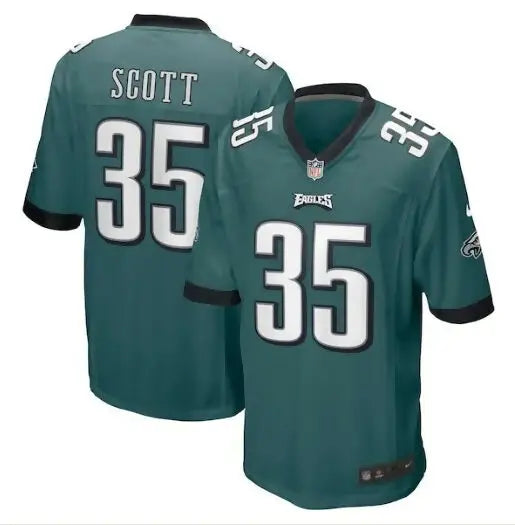 Green Philadelphia Eagles Boston Scott Nike Game Jersey with number 35 on midnight green background