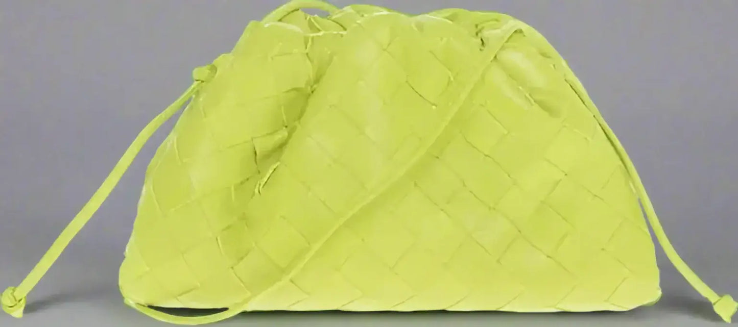 Bottega Veneta lime green woven leather mini pouch bag for stylish accessories