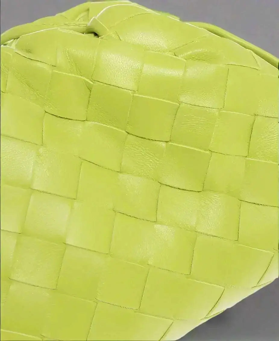 Bottega Veneta lime green woven leather mini pouch bag for stylish accessories
