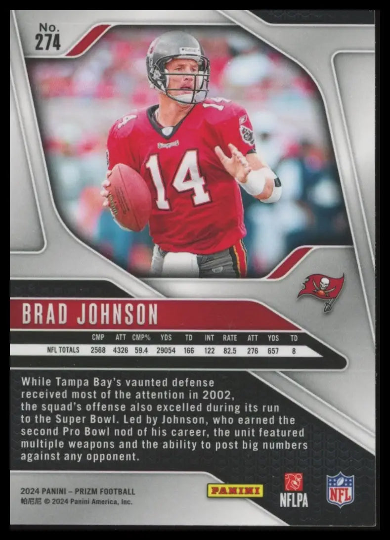 2024 Panini Prizm Brad Johnson football trading card number 274 Tampa Bay Buccaneers