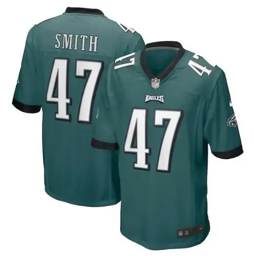 Green Philadelphia Eagles Nike Game Jersey with SMITH 47 on back and front