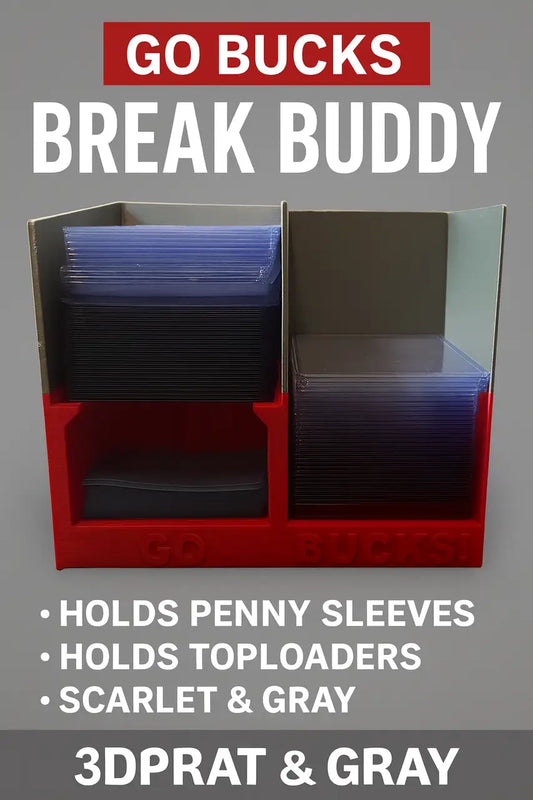 Red and grey Break Buddy GO BUCKS OSU Card Organizer for penny sleeves and toploaders