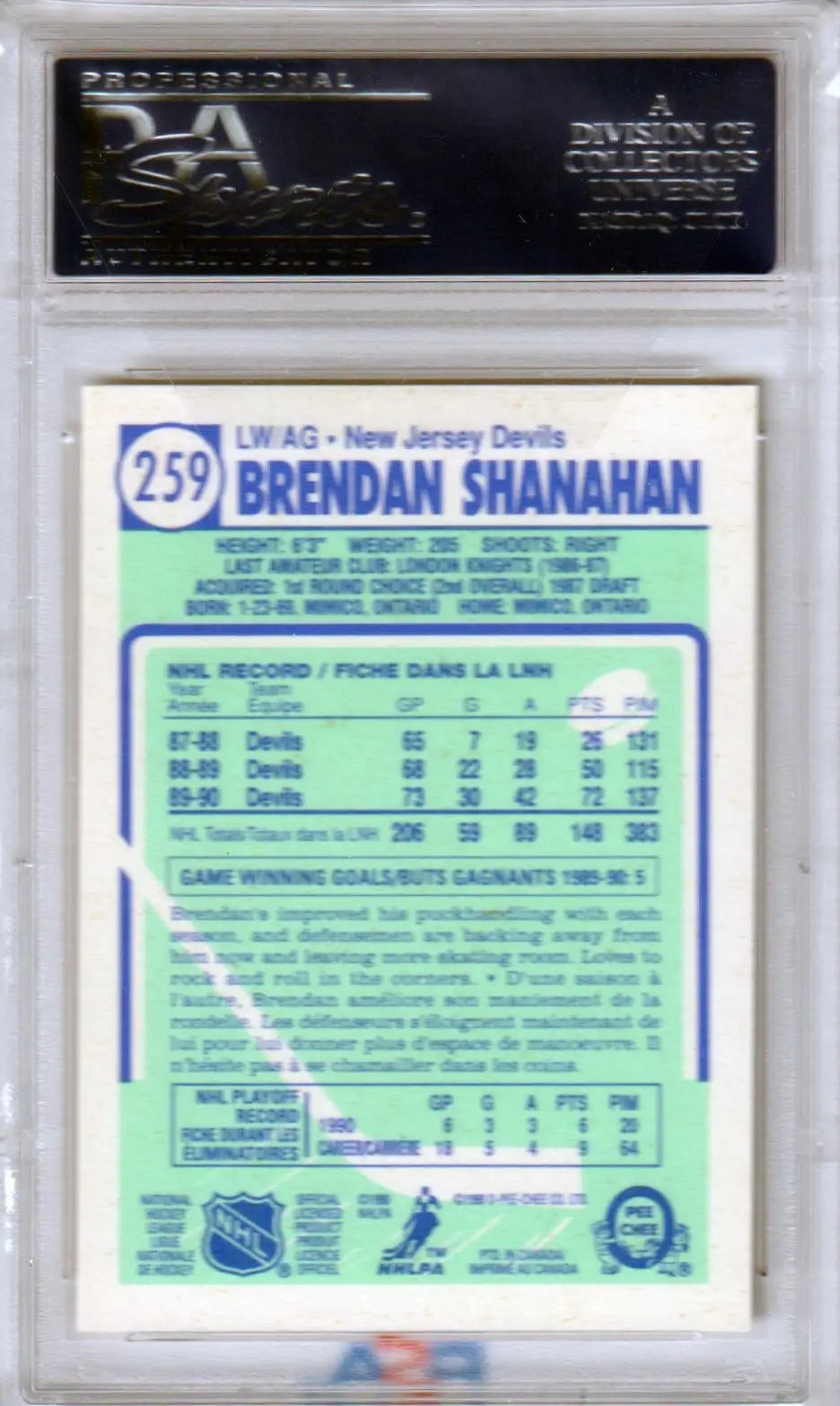 Brendan Shanahan hockey card 1990-91 O-Pee-Chee PSA 10 gem mint from Columbia Hobby