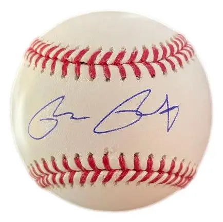 Brett Baty autographed baseball with blue signature for collectors and trading cards