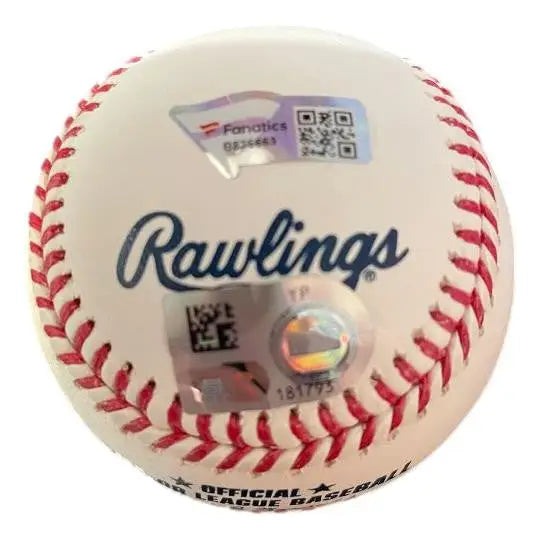 Brett Baty autographed baseball with Rawlings branding and red stitching for fans