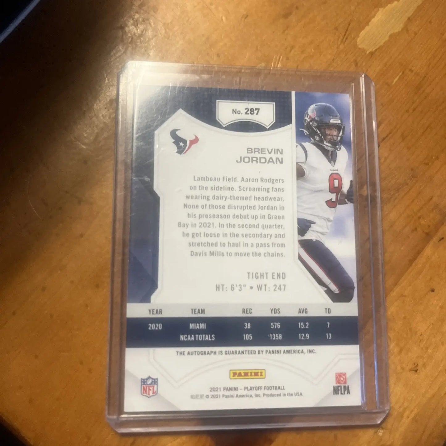 Brevin Jordan 2021 Playoff RC Rookie football card for Houston Texans collectors