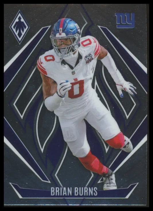 Football trading card featuring Brian Burns in a white and blue uniform from Panini Phoenix