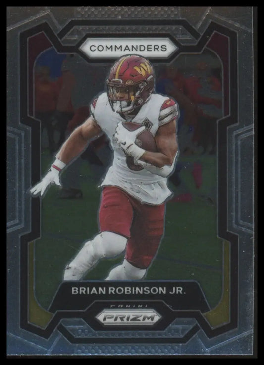Football trading card of Brian Robinson Jr. from Panini Prizm 2023 Washington Commanders