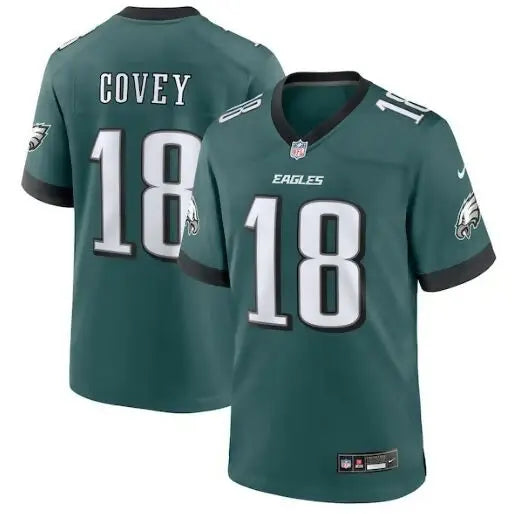 Green Philadelphia Eagles Nike Team Game Jersey featuring Covey #18 for team game fans