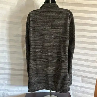 Dark gray long-sleeve collared shirt with subtle stripes from Brooklyn Cloth MFG