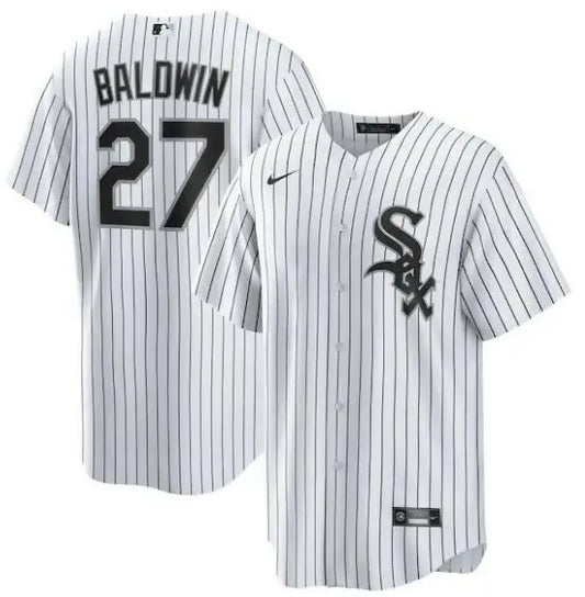 White pinstripe Brooks Baldwin Chicago White Sox Nike Home Replica Baseball Jersey