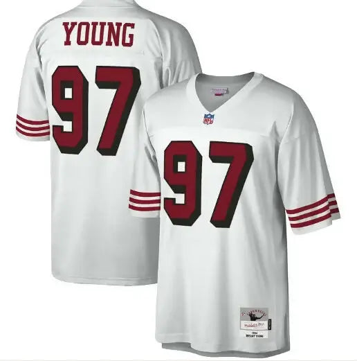 White Bryant Young San Francisco 49ers Legacy Replica Jersey with YOUNG and 97 in maroon