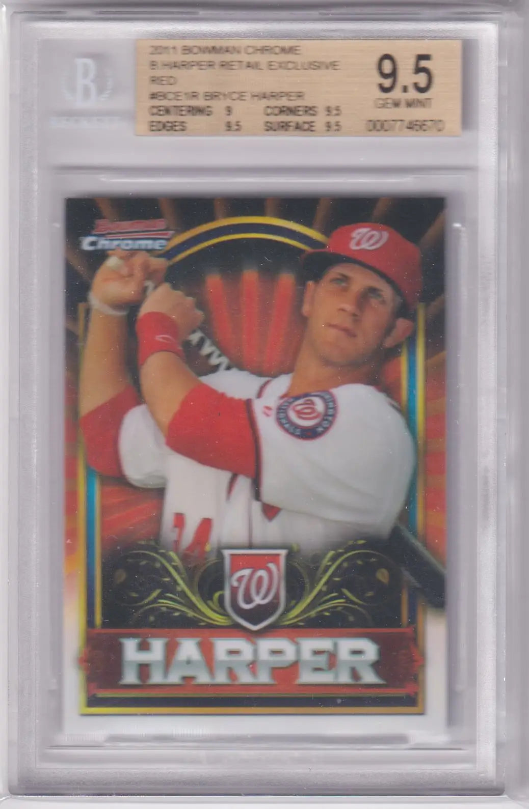 Graded Bryce Harper Bowman Chrome 2011 Columbia Hobby retail exclusive RC card