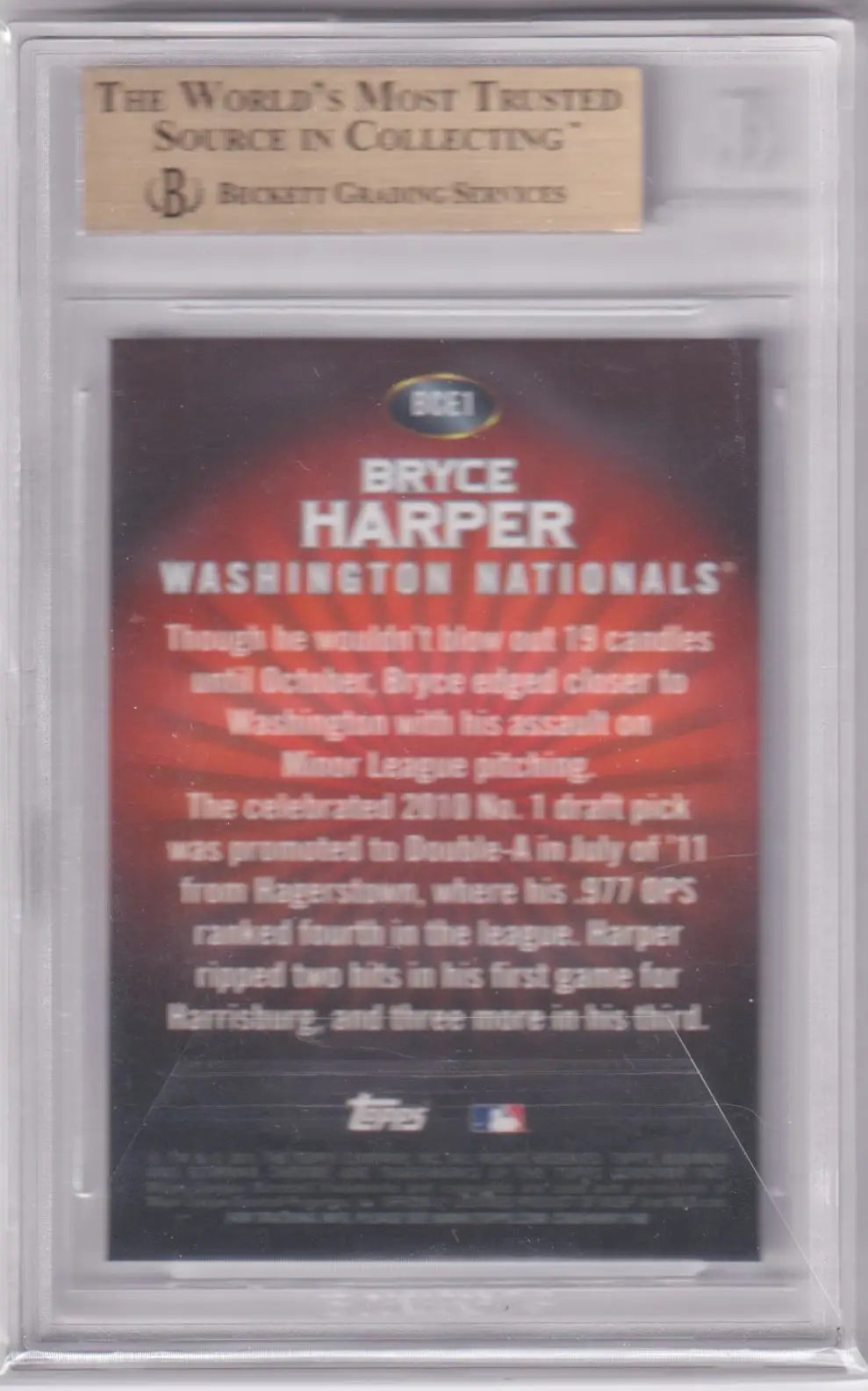 Graded Bryce Harper Bowman Chrome Columbia Hobby baseball card BGS 9.5 GEM