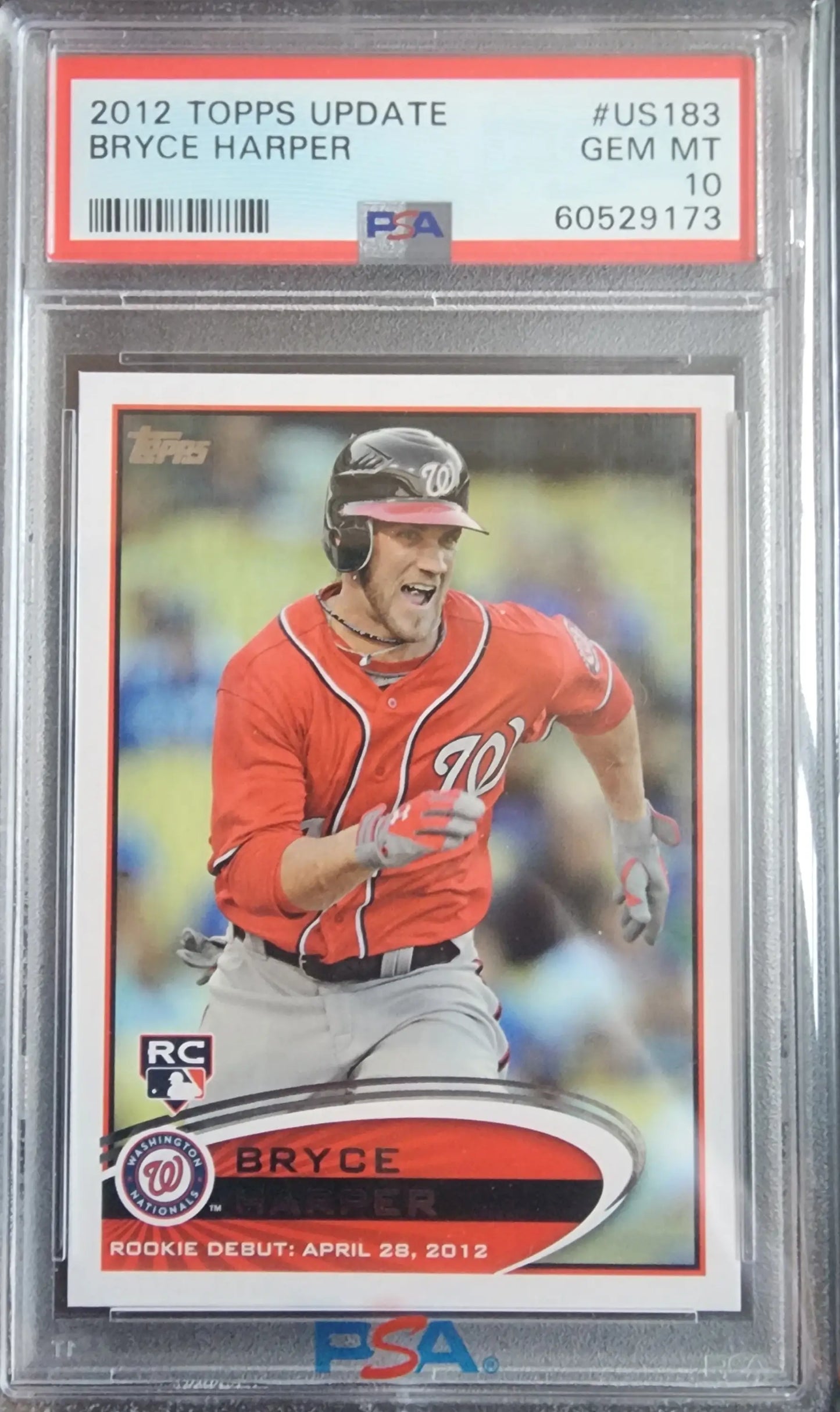 Bryce Harper 2012 Topps Update US183 PSA 10 Gem Mint baseball card in red uniform