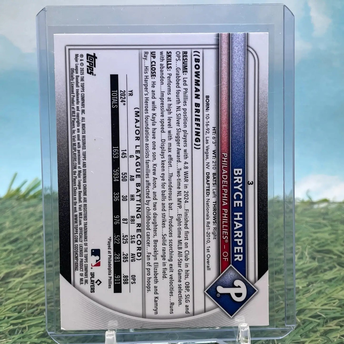 Bryce Harper 2025 Bowman Chrome Mojo Refractor Baseball Card showcasing chrome mojo refractor finish