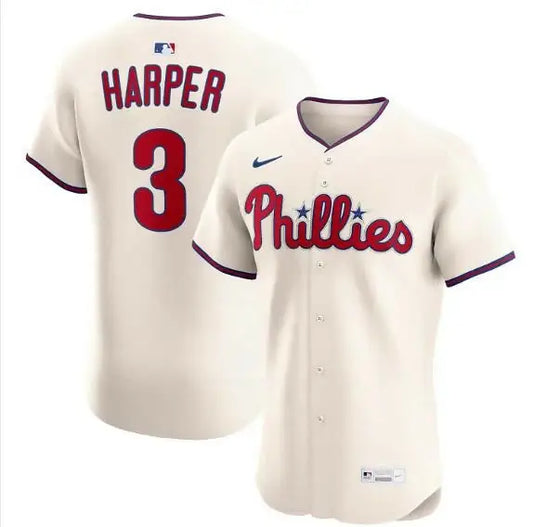 Bryce Harper Philadelphia Phillies Nike Alternate Elite Cream Jersey for baseball fans