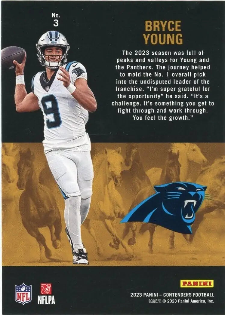 Bryce Young 2023 Panini Contenders Rookie Stallions #3 Carolina Panthers card image