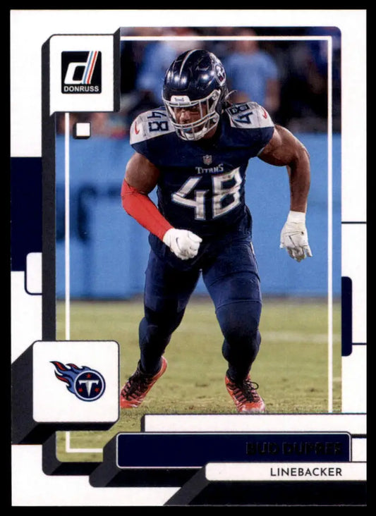 Football trading card featuring Bud Dupree from the 2022 Donruss Tennessee Titans set