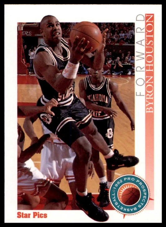 Byron Houston star pics basketball card from 1992 Star Pics series featuring Oklahoma State Cowboys