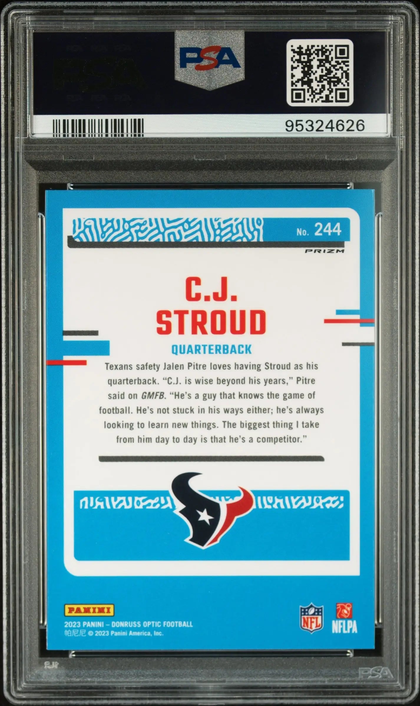 C.J. Stroud 2023 Donruss Optic #244 Green Hyper PSA 10 Gem Mint - Singles