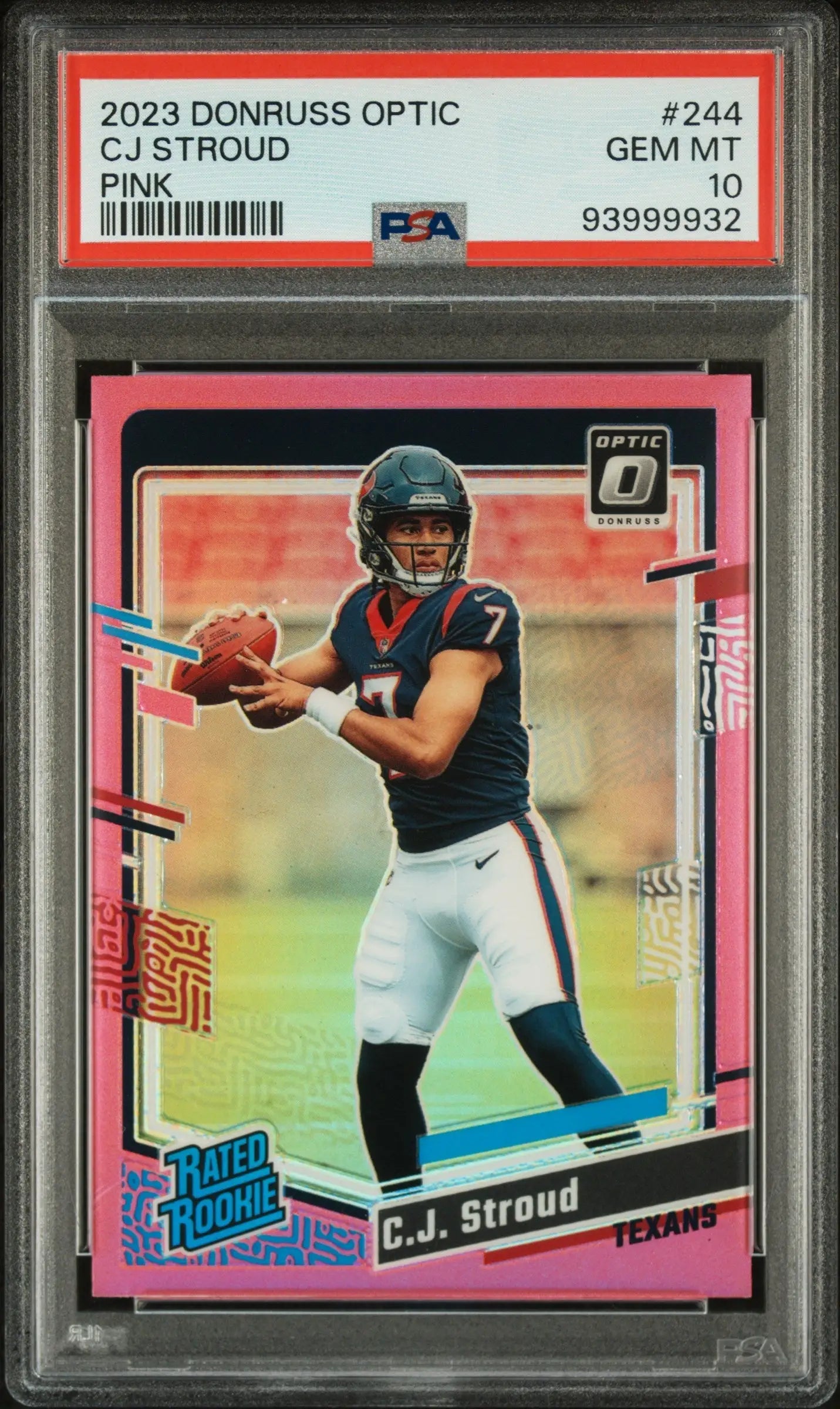 PSA 10 Gem Mint C.J. Stroud 2023 Donruss Optic Football Card with Pink Border Design