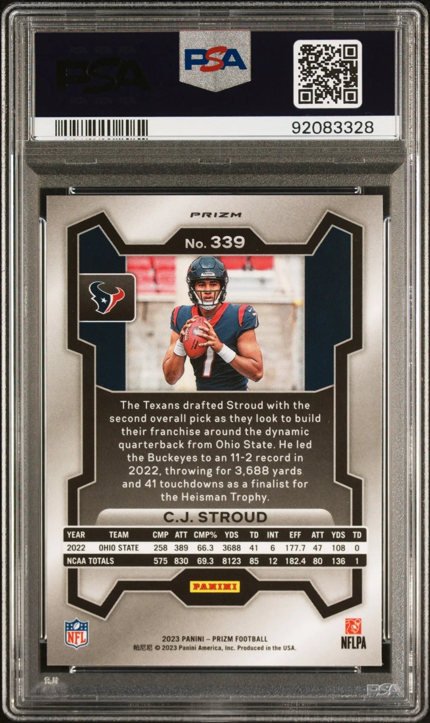 C.J. Stroud 2023 Panini Prizm #339 Silver Prizm #339 PSA 10 Gem Mint - Singles