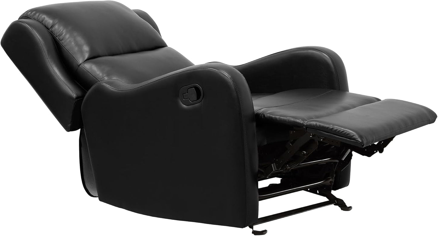 Recliner Chair Living Room Reclining Sofa Chair, Home Theater Seating Modern Recliner, Manual Recliner Sofa Chair for Living Room/Office/Apartment, Glider Recliner, Black-4
