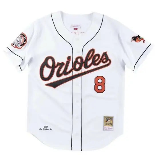 White Orioles baseball jersey from Cal Ripken Jr. Baltimore Orioles Cooperstown Collection 2001