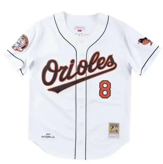 White Orioles baseball jersey from Cal Ripken Jr. Baltimore Orioles Cooperstown Collection 2001