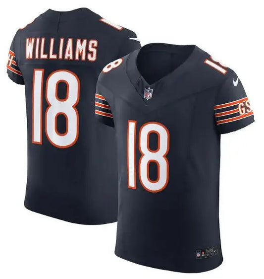 Dark blue Caleb Williams Chicago Bears Nike Alternate Vapor F.U.S.E. Elite Jersey with number 18 and Williams name