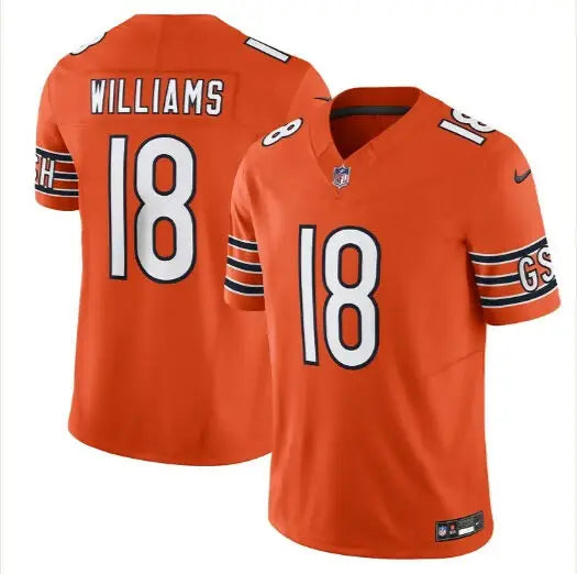 Orange Caleb Williams Chicago Bears Nike Vapor F.U.S.E. Limited Jersey with number 18