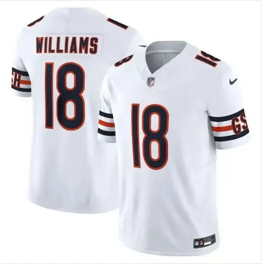 White Caleb Williams Chicago Bears Nike Vapor F.U.S.E. Limited Jersey with number 18 and WILLIAMS on back