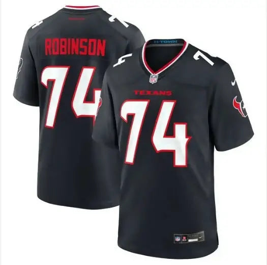 Black Houston Texans Nike Team Game Jersey with Cam Robinson number 74 and Robinson on back