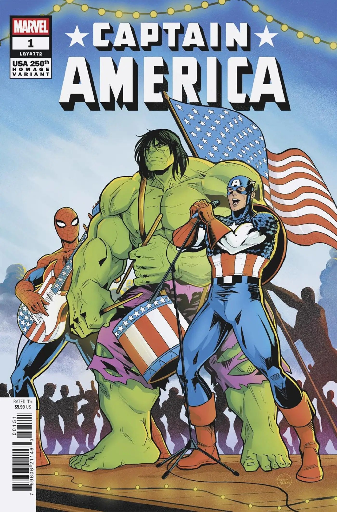 Captain America comic book cover featuring Luciano Vecchio 250th Homage Variant