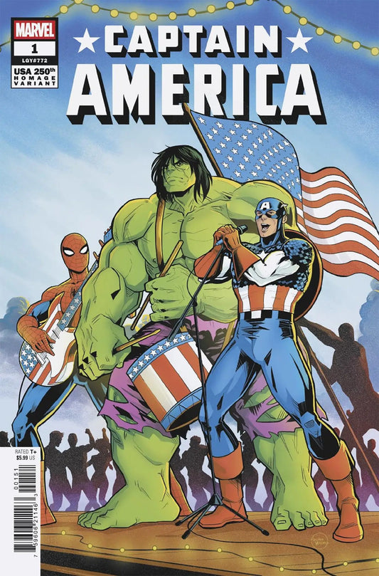 Captain America comic book cover featuring Luciano Vecchio 250th Homage Variant