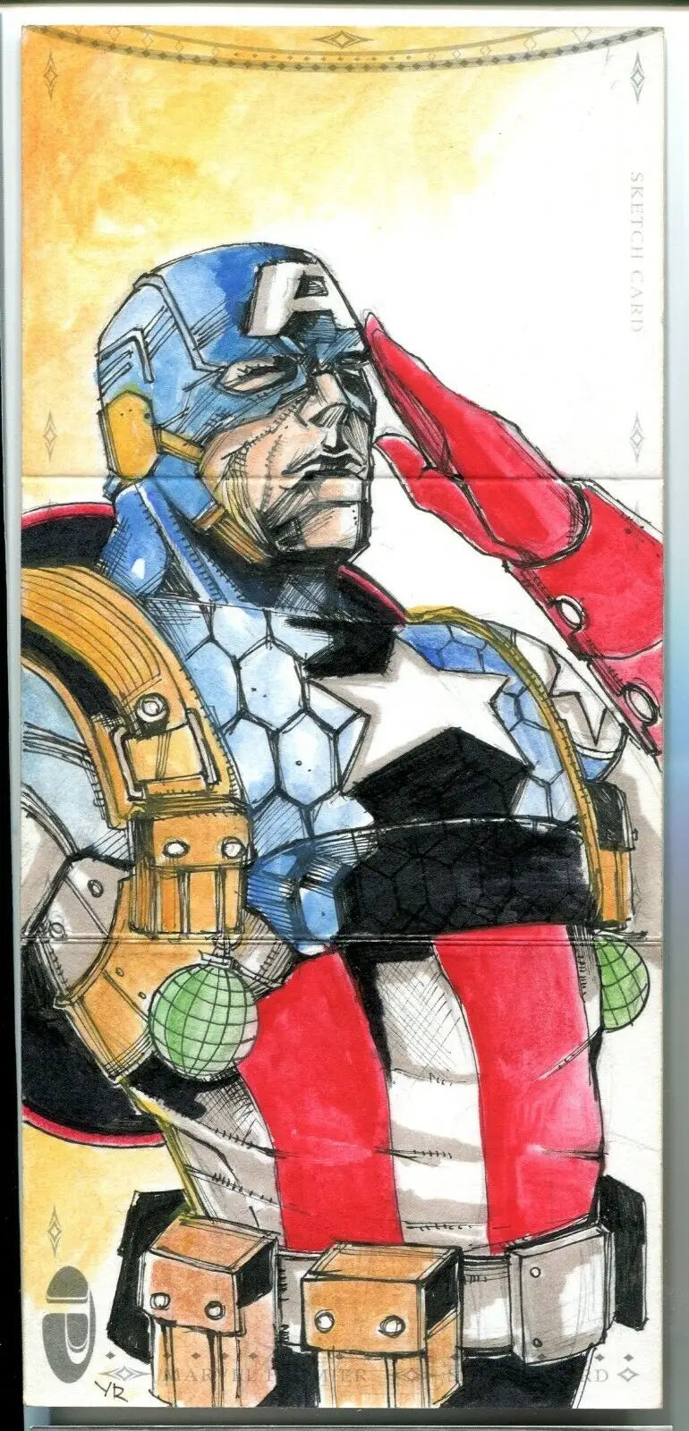 Captain America Marvel Premier Upper Deck Sketch by Von Randal 1/1 Card for collectors