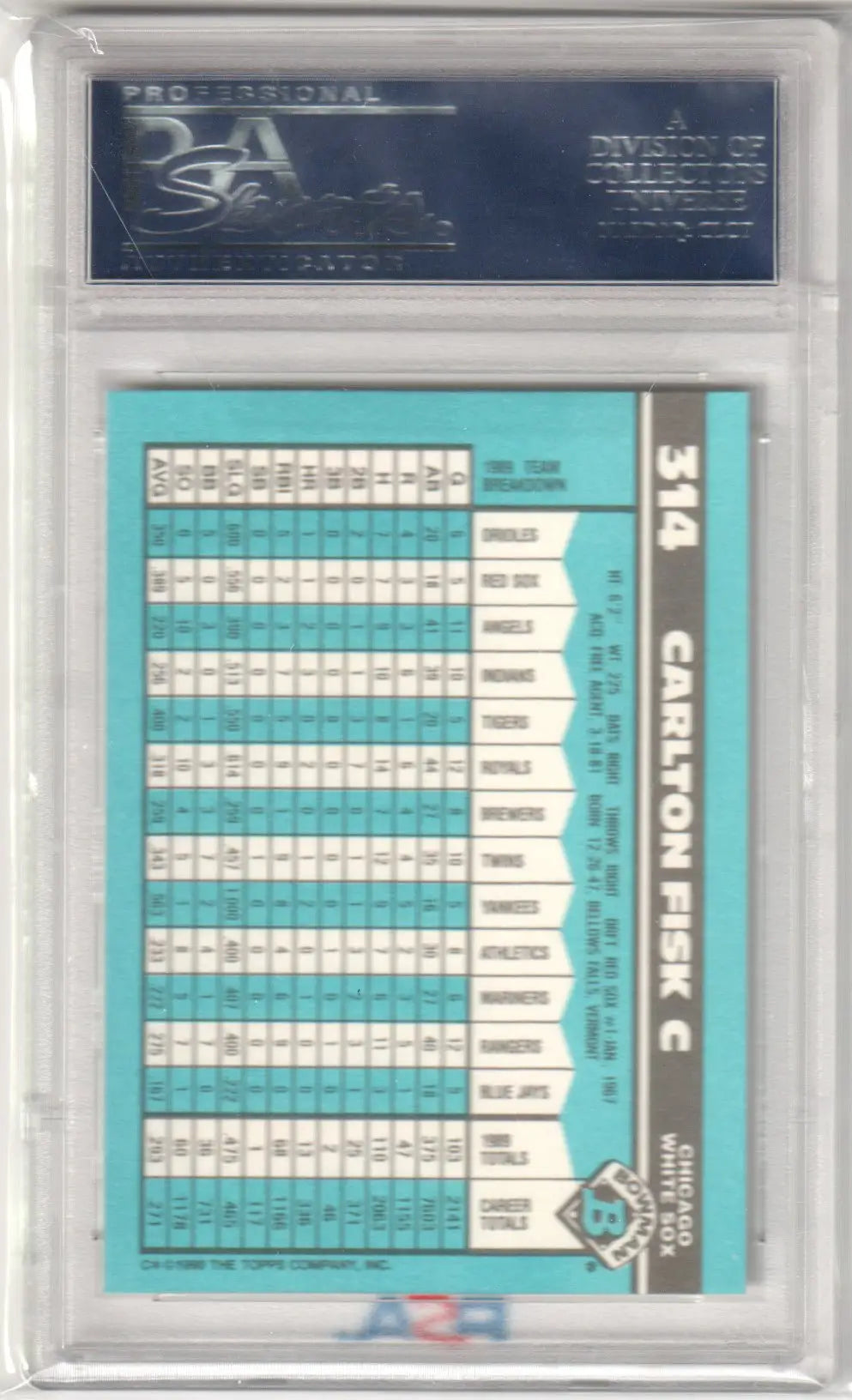 Graded Carlton Fisk 1990 Bowman Tiffany baseball card PSA 10 GEM MINT from Columbia Hobby