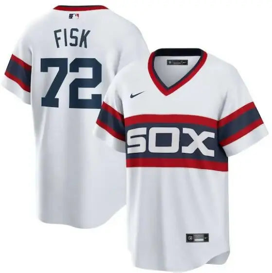 White Chicago White Sox baseball jersey from Carlton Fisk Nike Cooperstown Collection