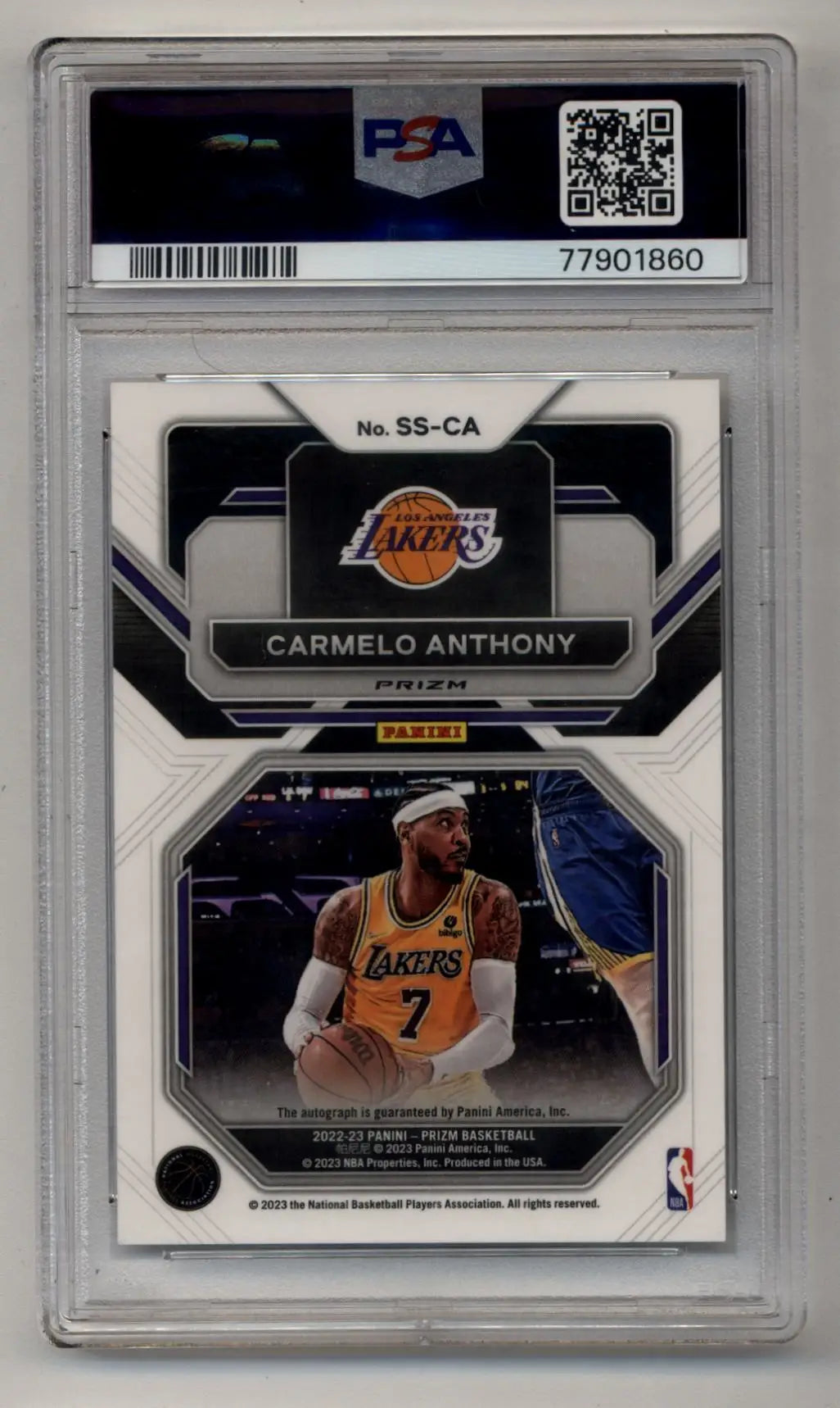 PSA-graded Carmelo Anthony Prizm Sensational Signature Silver Auto basketball card