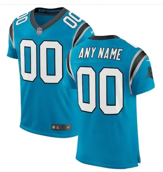 Blue and black Carolina Panthers Nike Classic Elite custom football jersey with white numbers