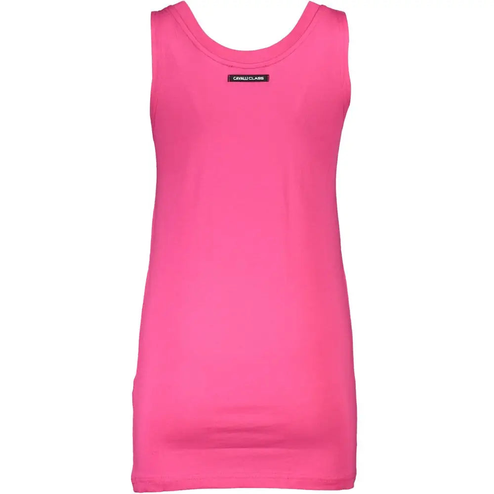 Cavalli Class Pink Cotton Tank Top