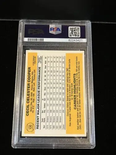Graded Cecil Cooper trading card 1983 Donruss Autograph PSA 7 DNA 8 Brewers Auto