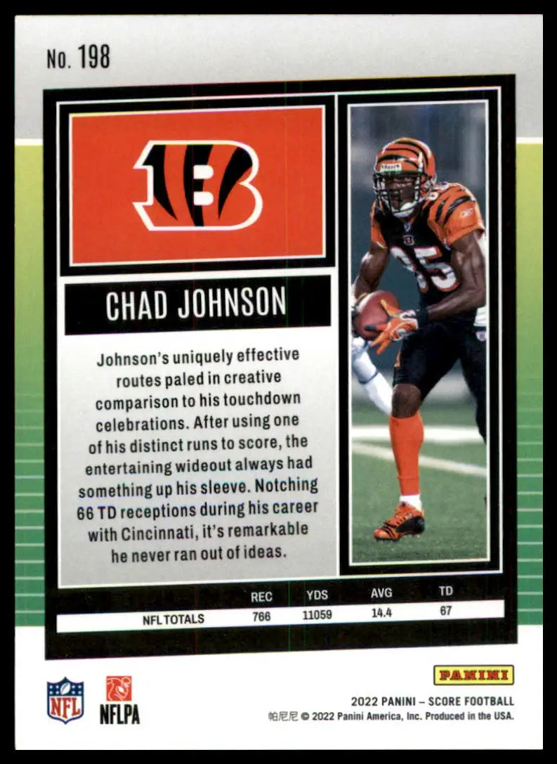 Chad Johnson football card from 2022 Score series featuring Cincinnati Bengals player
