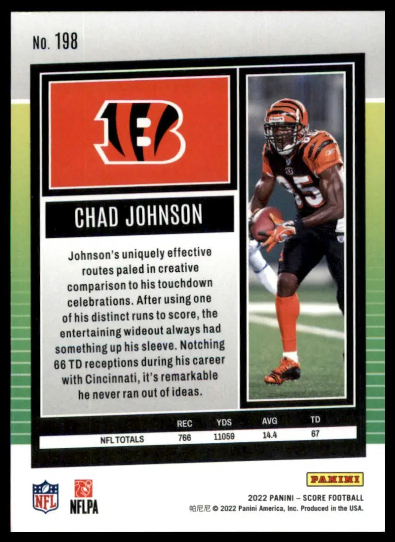 Chad Johnson football card from 2022 Score series featuring Cincinnati Bengals player