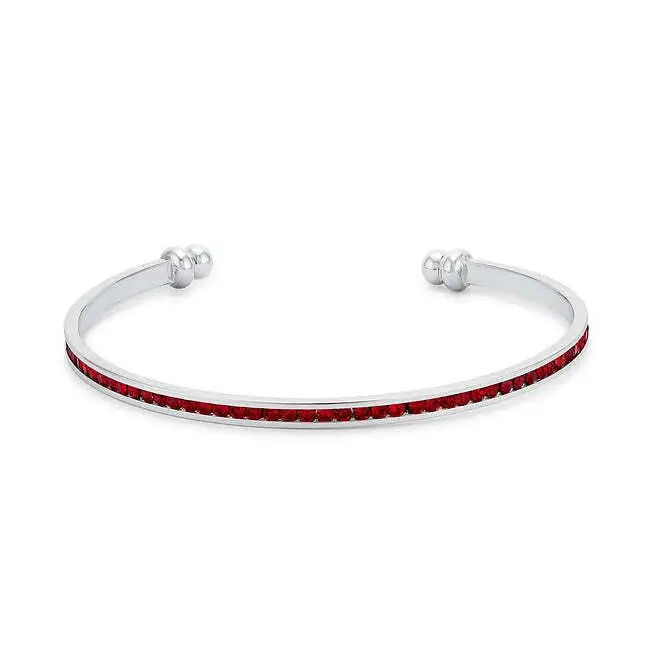 Channel-Set Ruby Red Cubic Zirconia Cuff - Bracelets