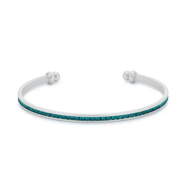 Channel-Set Turquoise Cubic Zirconia Cuff - Bracelets