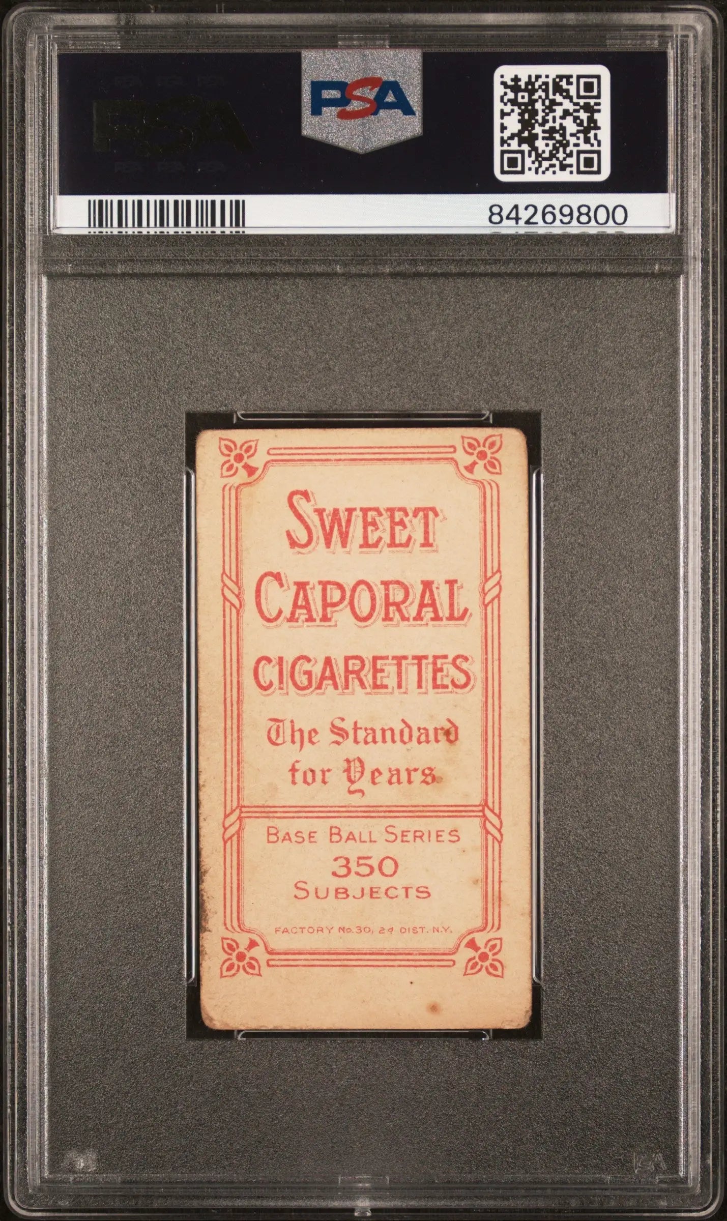 Sweet Caporal cigarette pack with red text on light background for T206 Sweet Caporal