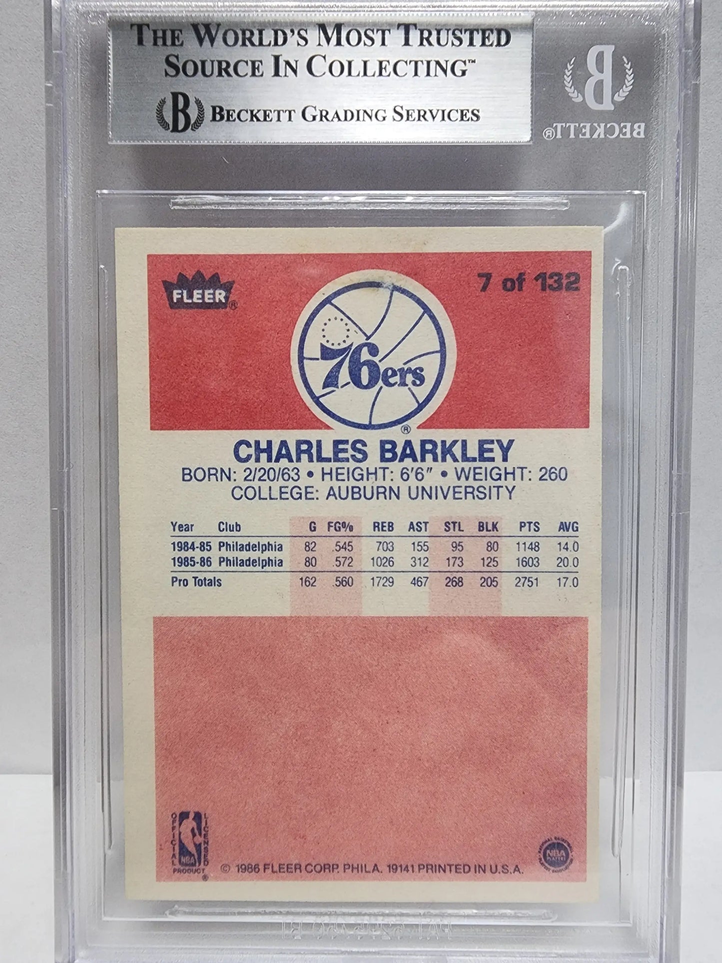 BGS-graded Charles Barkley Philadelphia 76ers basketball card BGS Authentic Altered